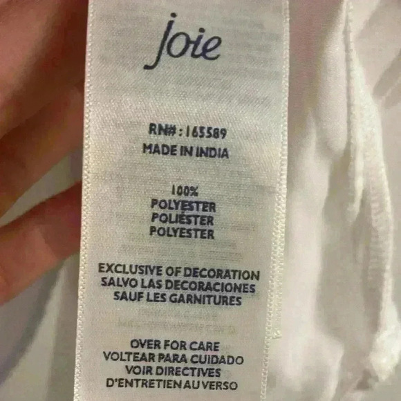 Joie blouse button front white scallop edge short sleeves XXL NWT - Picture 7 of 8